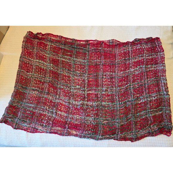 Collection Eighteen Red Green White Silver Plaid Infinity Scarf O/S Christmas - Picture 2 of 4